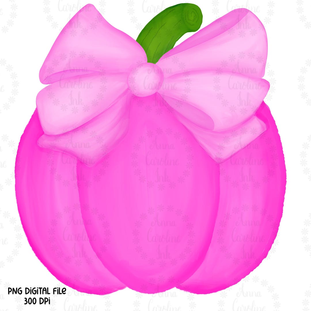 Pink Pumpkin PNG Watercolor Pumpkin Digital Download Coquette Bow ...