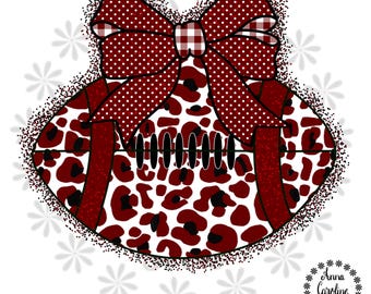 Cheerleader Football PNG Leopard Football Cheerleader Tshirt Sublimation  DTF Design Digital Download Maroon Black Bow Football Personalize