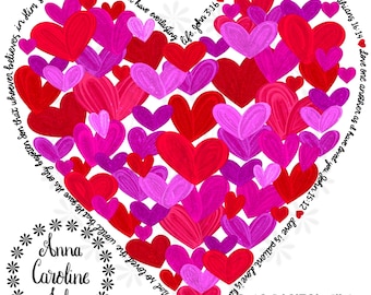 Valentine Herz PNG Hand gezeichnet Christian Valentine Druckbare Digital Download Sublimation DTF Aquarell Valentine Bibel Verse Shirt Design