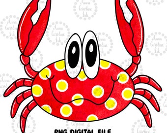 Poke a Dot Red Crab PNG for Sublimation|Beach Ball Clip Art| Beach Tshirt Design for Heat Transfer|Crab PNG|Kids Beach Crab PNG|Happy Crab