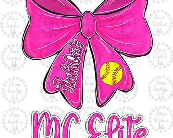 Breast Cancer Awareness PNG Pink Out MC Elite Softball Coquette Bow Digital Download Cancer Survivor Shirt Design Breast Cancer Sublimation