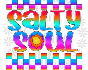 Salty Soul PNG Digital Download for Sublimation Trendy Neon Design for Shirt Bag Mug Gift for Her Beach Lover Neon Summer PNG Matthew Verse