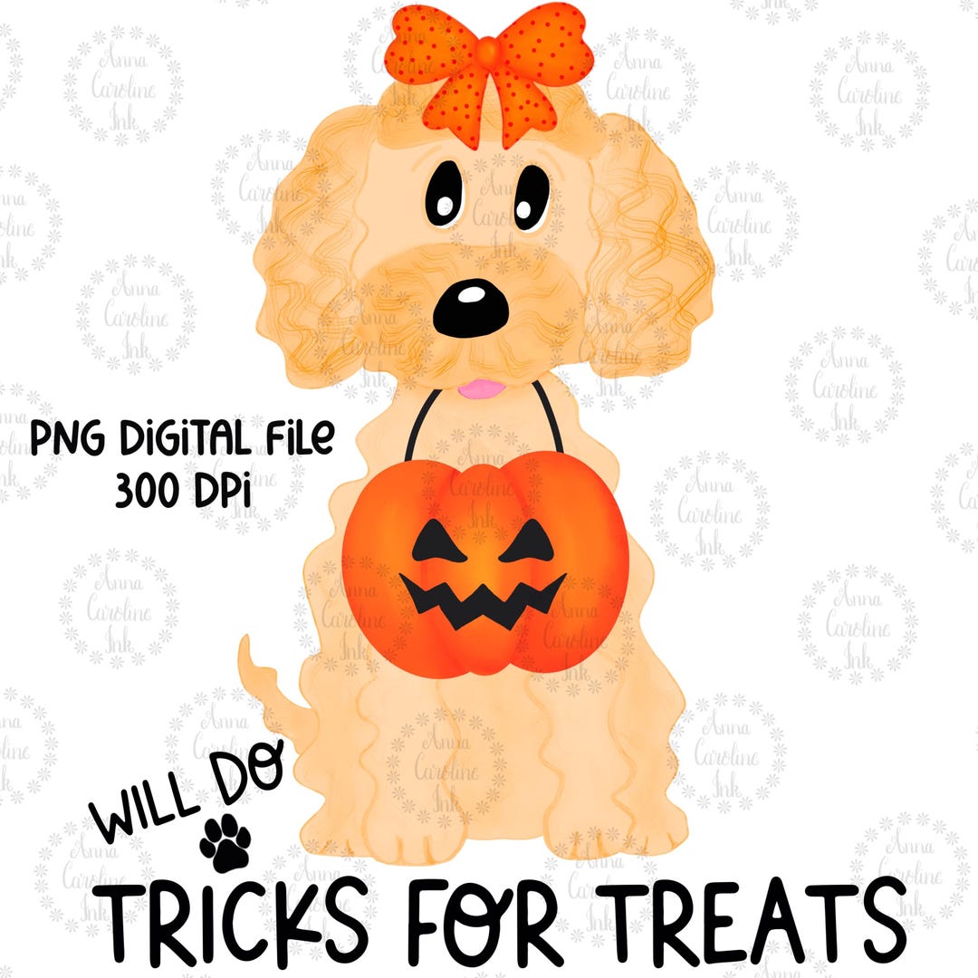 Halloween Dog PNG Trick or Treat Doodle Digital Download for Girls ...
