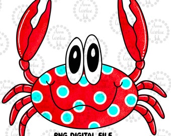 Poke a Dot Red Crab PNG for Sublimation|Beach Ball Clip Art| Beach Tshirt Design for Heat Transfer|Crab PNG|Kids Beach Crab PNG|Happy Crab
