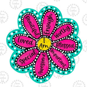 Retro Flower Digital File for Sublimation|Christian PNG|Hand Drawn Digital Design|Self Care PNG|I Am Special PNG|Hippie Design|Boho Png