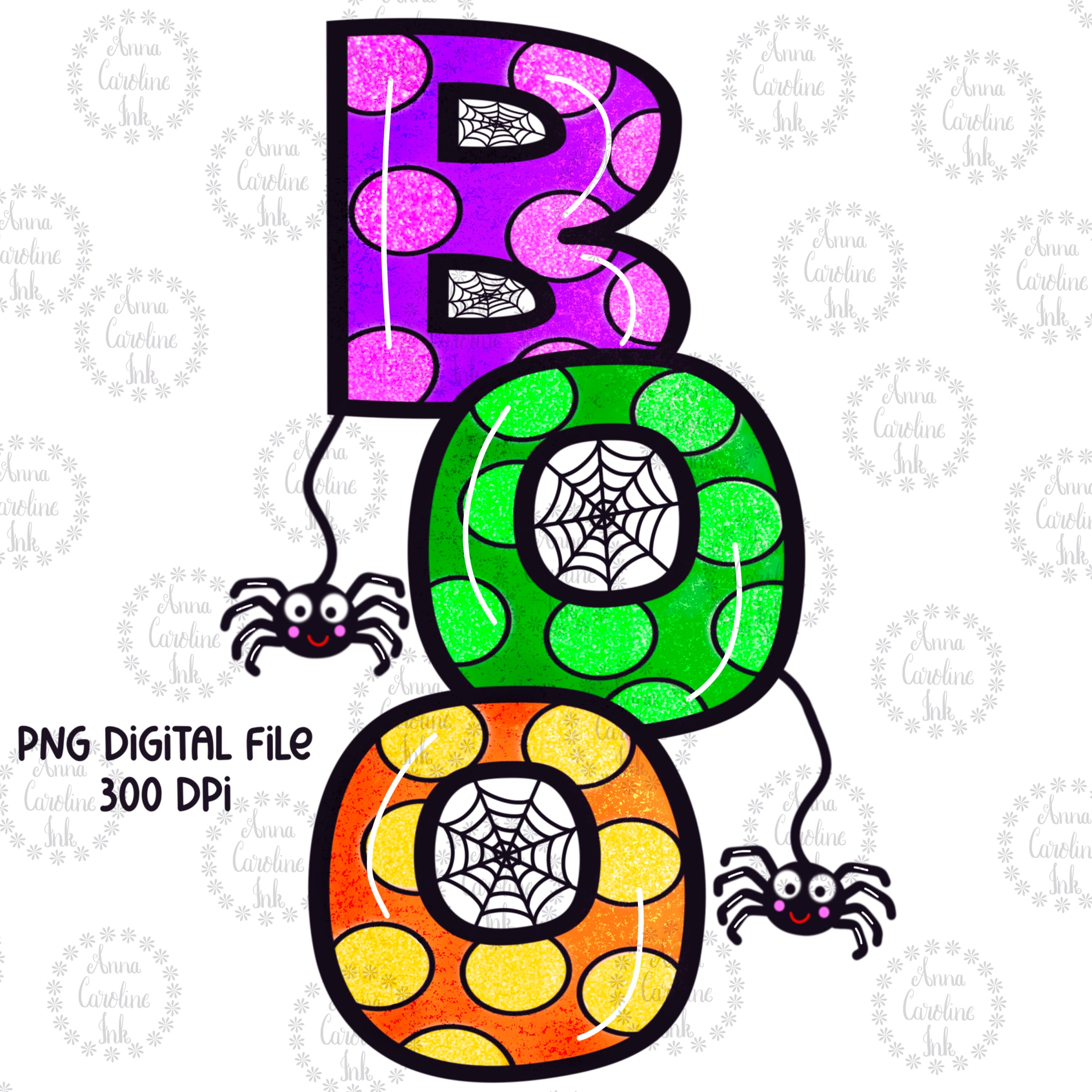 Boo PNG Whimsical Boo With Spider Webs Digital Download for Sublimation ...