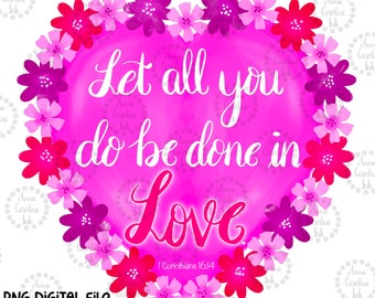 Valentijnshart png christelijk valentijnskaart handgetekende afdrukbare digitale kunst voor sublimatie cadeau voor haar Vintage valentijn bloemenhart png