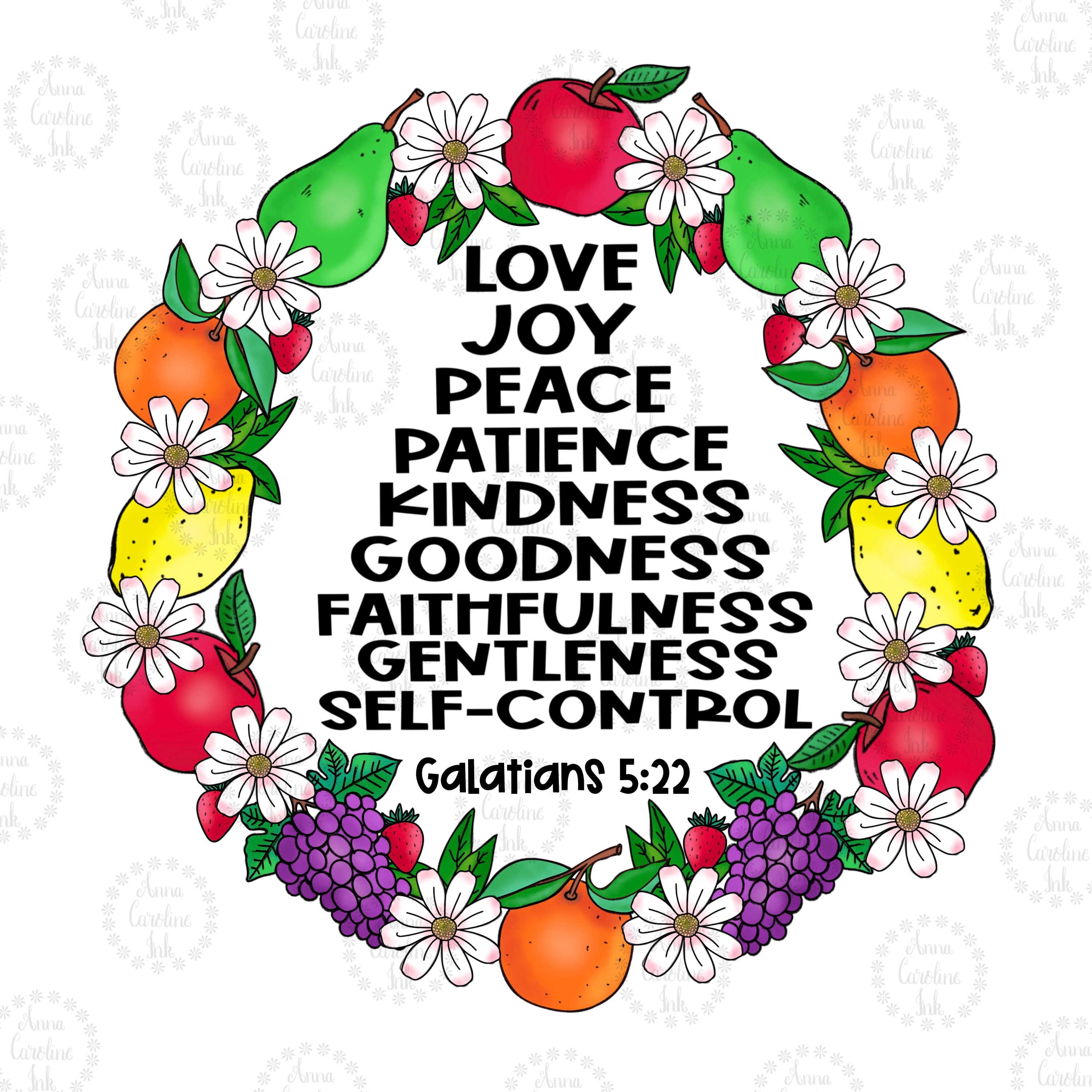 Fruit of the Spirit Digital Design for Sublimation|christian Png|hand ...