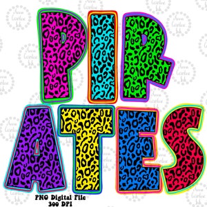 Pirate Football Mascot PNG Design|Rainbow Colors School Spirit Design|Rainbow Leopard PNG|Sports Digital Download|Printable Digital Art