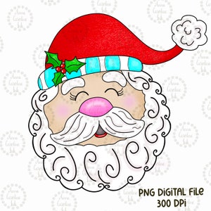 Santa Clause PNG Christmas Santa in Red Hat Whimsical Santa Hand Drawn Digital Download for Sublimation Christmas Holiday Kid Shirt Design