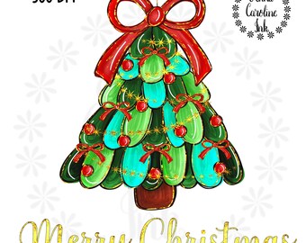 Christmas Tree PNG Merry Christmas Tree PNG Coquette Hand Drawn Christmas Tree Digital Download Sublimation Holiday Glitter Shirt Gift