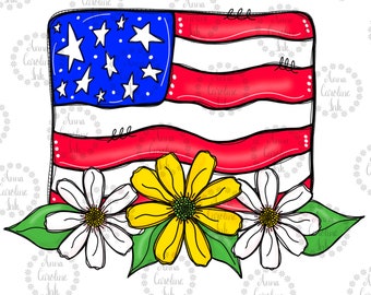 USA Flag Digital File for Sublimation|American Flag Clip Art|Patriotic PNG|Red White and Blue Flag|Stars & Stripes|Hand Drawn Patriotic PNG