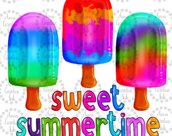 Sweet Summertime PNG Trio Popsicle PNG for Sublimation Shirt Design for Heat Transfer Beach Shirt Design for Kids Popsicle Trio Beach Vibes