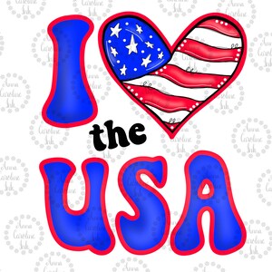 USA Heart Digital File for Sublimation|American Flag Clip Art|Patriotic Heart PNG|I Love The USA|Hand Drawn Patriotic Png|Heart Clip Art