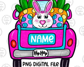 Easter PNG|Easter Truck PNG|Hand Drawn Sublimation Design|Printable Art|Girl Easter Bunny Design PNG|Digital Download Kids Shirt Design