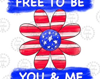 Patriotic Daisy Digital File for Sublimation|Daisy Flag Clip Art|Patriotic Daisy PNG|Free to Be Me|Hand Drawn Patriotic PNG|Hippie PNG