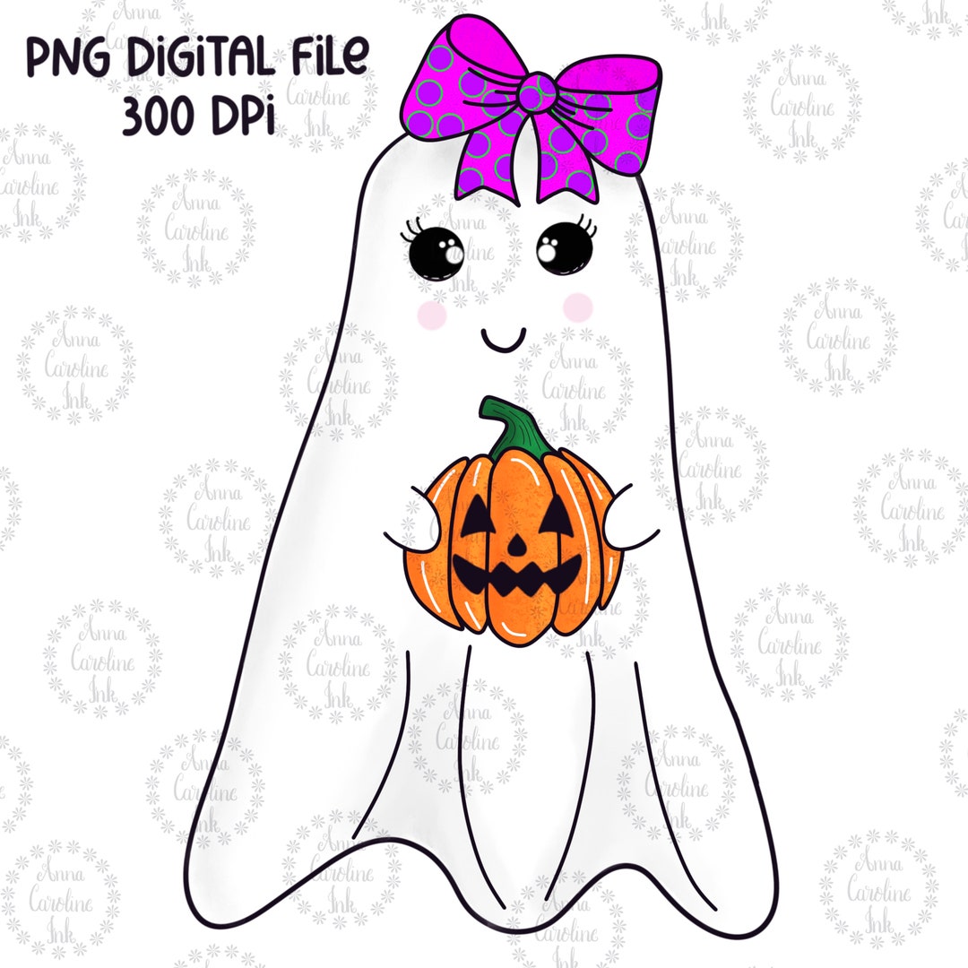 Girl Ghost PNG Jack O Lantern Digital Download Girl Ghost With Bow ...