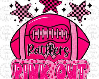 Pink Breast Cancer Awareness PNG Pink Out Football Digital Download Breast Cancer Survivor Shirt Design Sublimation Pink Out Rattlers PNG
