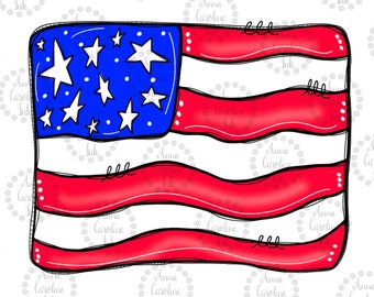 USA Flag Digital File for Sublimation|American Flag Clip Art|Patriotic PNG|Red White and Blue Flag|Stars & Stripes|Hand Drawn Patriotic PNG