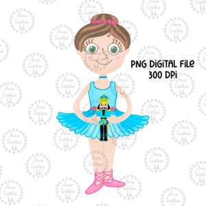 Nutcracker and Clara PNG|Digital File DTF and Sublimation|Digitally Hand Painted Clara Holding Nutcracker PNG|Christmas Ballet Png
