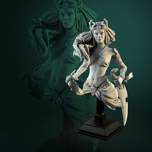 Hara The Naga Female Warrior | Bust | Resin 3D Printed Miniature | White Werewolf Tavern