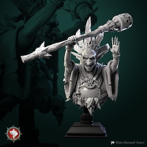 Goblin-sjamaan | Buste | 3D-geprinte harsminiatuur | Taverne Witte Weerwolf