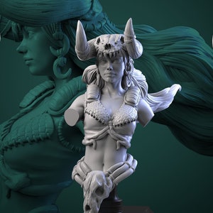 Aluraya | Wasteland Warlords | Bust | Resin 3D Printed Miniature | White Werewolf Tavern