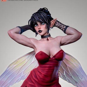 Vita the Goth Fairy | Pinup | Nude or Clothed | Resin 3D Printed Pinup