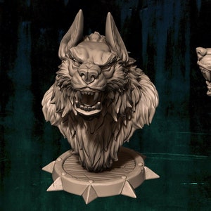 Werewolf | Wolf Head | Bust | Resin 3D Printed Miniature | White Werewolf Tavern