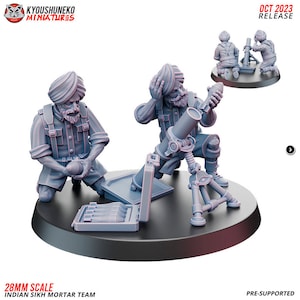 WW2 Indian Sikh Mortar Team | Resin 3D Printed Miniature | Kyoushuneko