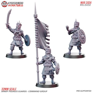 Araby Pegasus Guards Command Group | Resin 3D Printed Miniatures | Kyoushuneko | Table Top Gaming | RPG | D&D | Pathfinder