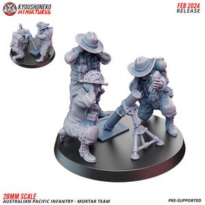 WW2 Australian Pacific Mortar Team | Resin 3D Printed Miniature | Kyoushuneko