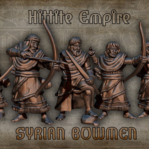 Syrian Bowmen | Hittite Empire | 15, 28, 32mm| Resin 3D Printed | Red Copper Miniatures | Tabletop Historical Gaming