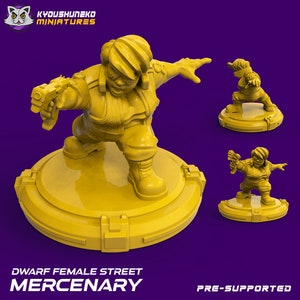 Zwergen Strassensöldner | Sci-Fi / Cyberpunk | 3D Gedruckte Resin Miniatur | Kyoushuneko