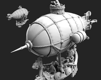 Dwarf Airship |  Resin 3D Printed Miniatures | Kyoushuneko | Table Top Gaming | RPG | D&D | Pathfinder