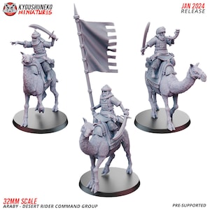 Araby Desert Rider Command Group | Resin 3D Printed Miniatures | Kyoushuneko | Table Top Gaming | RPG | D&D | Pathfinder