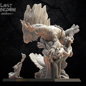 Tlemiahuatl with Baby | Saurian Ancients | Lost Kingdom Miniatures | Table Top Gaming | RPG | D&D | Pathfinder
