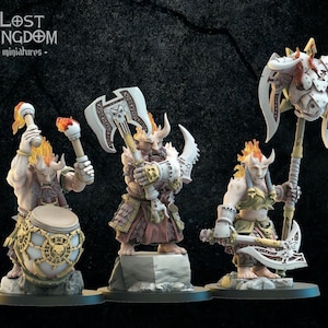 Berserker Unit Command Group | Infernal Dwarves | Resin 3D Printed Miniatures | Lost Kingdom Miniatures | Table Top Gaming | RPG | D&D | Pat