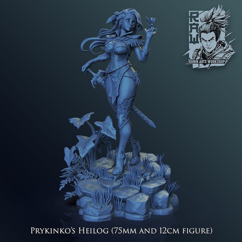 Sexy Swordswoman Elza Clothed or Nude Resin 3D Printed Pinup