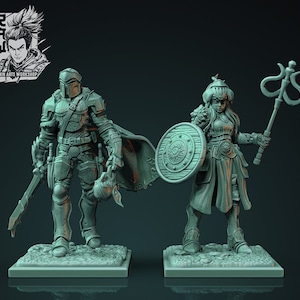 Questing Knights - Male and Female | 35mm Scale | Resin 3D Printed Miniature | Ronin Arts Workshop