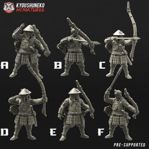 Japanese Ashigaru Bowmen| Resin 3D Printed Miniatures | Kyoushuneko | Table Top Gaming | RPG | D&D | Pathfinder