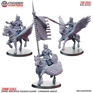Araby Pegasus Guard Command Group | Resin 3D Printed Miniatures | Kyoushuneko | Table Top Gaming | RPG | D&D | Pathfinder