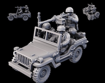 WW2 USMC Jeep Team | Resin 3D Printed Miniature | Kyoushuneko