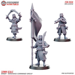 Araby Dervish Command Group | Resin 3D Printed Miniatures | Kyoushuneko | Table Top Gaming | RPG | D&D | Pathfinder