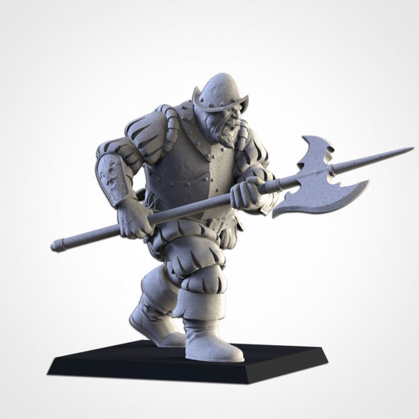 Halberdier Ogre | Northern Ogres | Resin 3D Printed Miniature | Txarli Factory