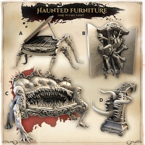 Terrain: Haunted Furniture | Wicked Hills | Resin 3D Printed Miniature | DND