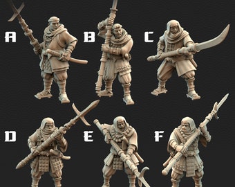 Japanese Sohei Monk Spearmen| Resin 3D Printed Miniatures | Kyoushuneko | Table Top Gaming | RPG | D&D | Pathfinder