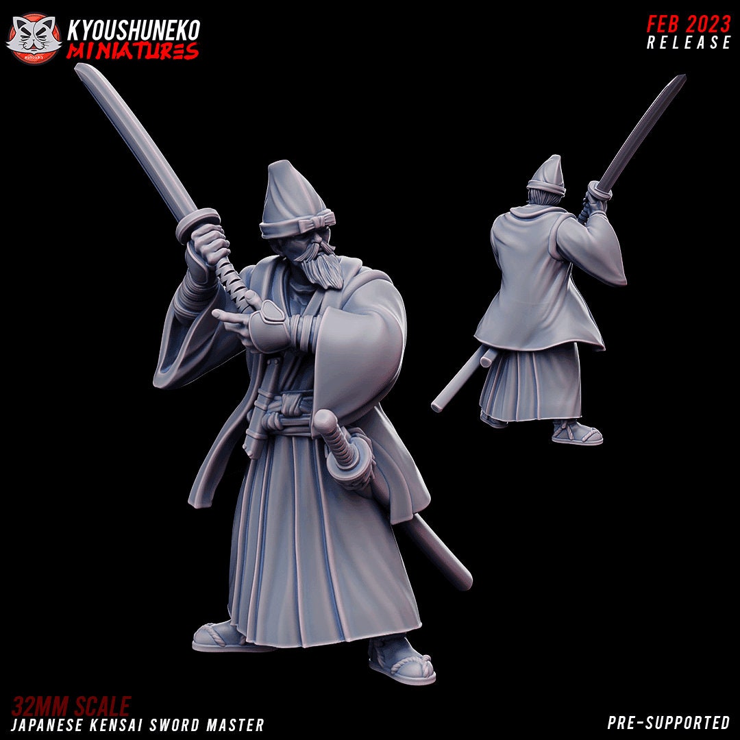 Japanese Kensai Sword Master Resin 3D Printed Miniatures Kyoushuneko