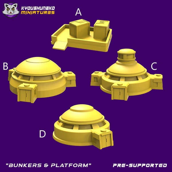 Dwarf Bunkers and Platform | 6mm/15mm Scale | Space Dwarfs / Squats / League of Votann | Resin 3D Printed Miniature | Kyoushuneko