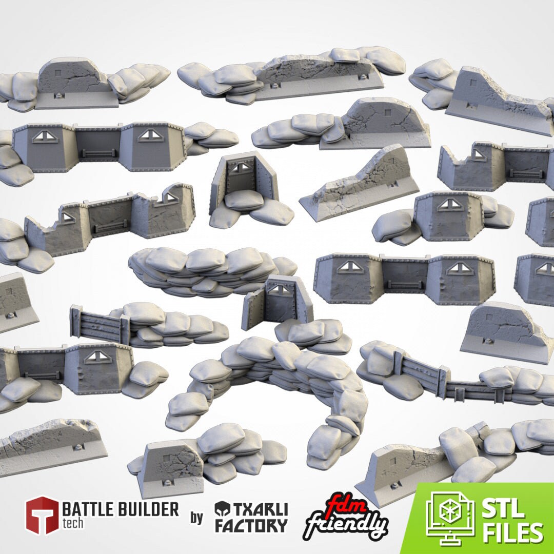 Street Barricades Scatter Terrain Txarli Factory Filament 3D Printed